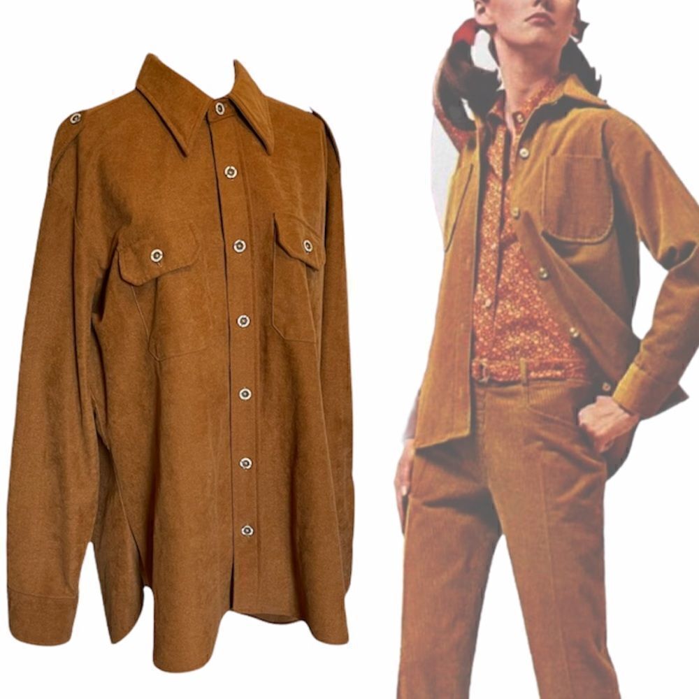 VTG Men’s Microsuede Button Tab Microsuede Shirt